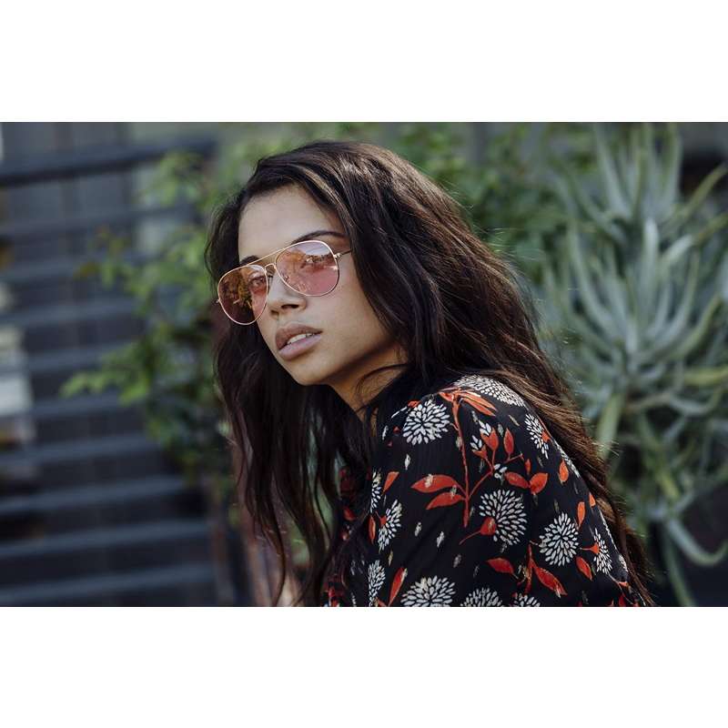 Locs Guld Aviator Solbriller – Lyserøde Glas