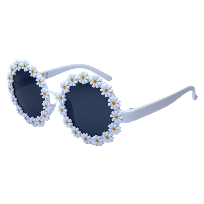 locs Hvide blomster børne solbriller | Mørke glas