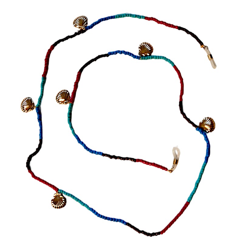 Locs Lang Perle Brillekæde – Guld Muslingeskaller