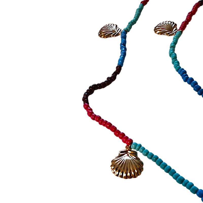 Locs Lang Perle Brillekæde – Guld Muslingeskaller