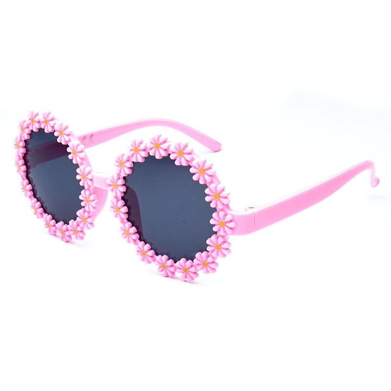 locs Lyserød blomster børne solbriller | Mørke glas
