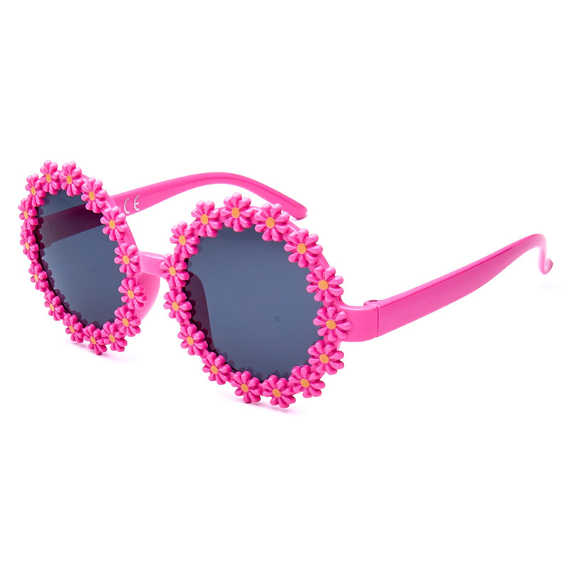 locs Pink blomster børne solbriller | Mørke glas