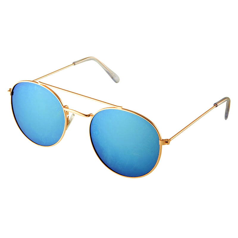 locs Runde Aviator Solbriller – Blå spejlglas