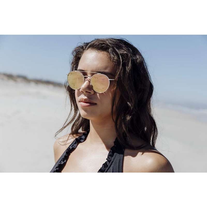 Locs Runde Aviator Solbriller – Guld Spejlglas