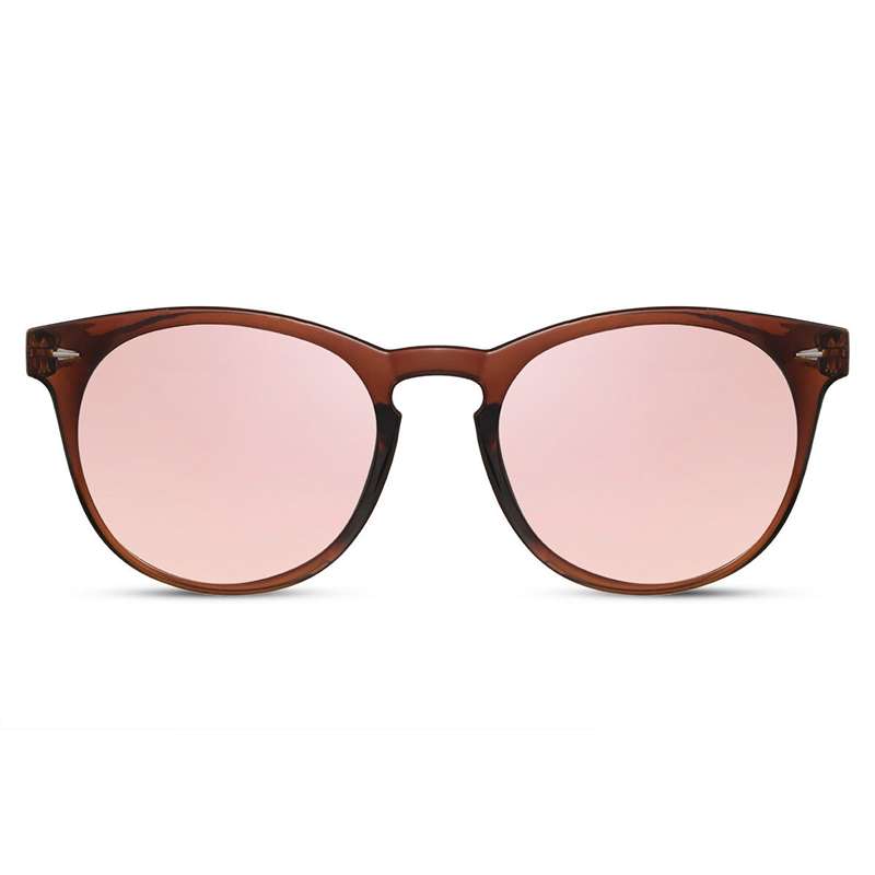 Locs Runde Brune Solbriller – Lyserøde Spejlglas