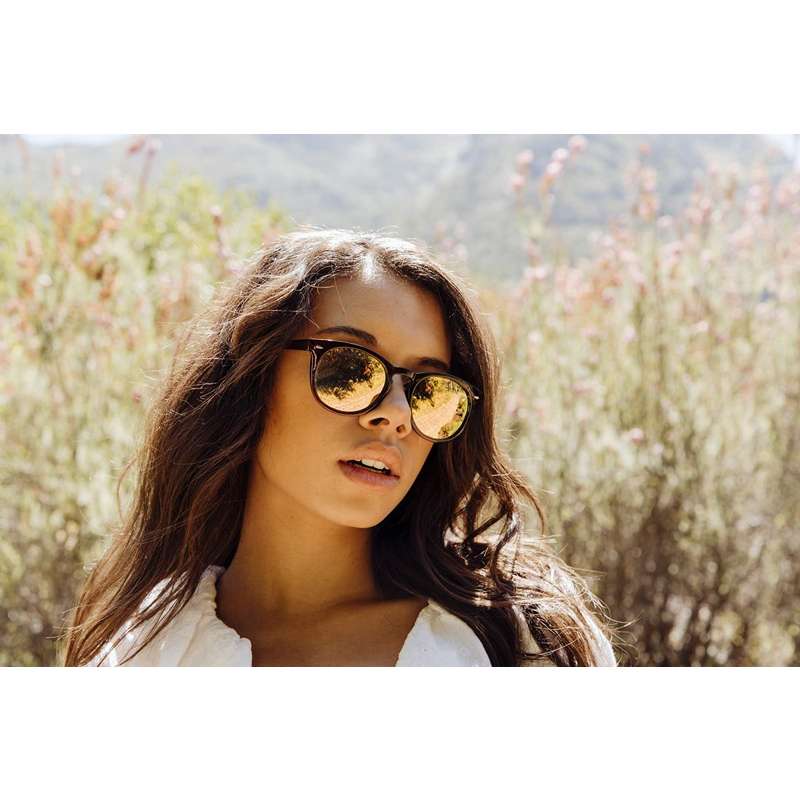 Locs Runde Brune Solbriller – Lyserøde Spejlglas