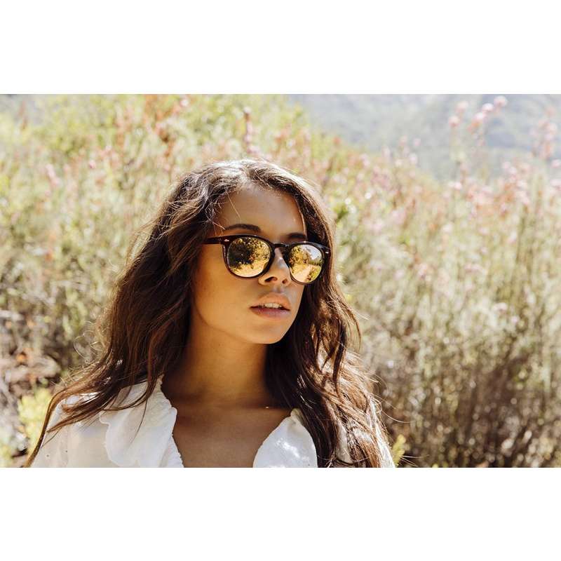 Locs Runde Brune Solbriller – Lyserøde Spejlglas