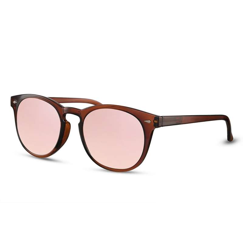 locs Runde brune solbriller – Lyserøde spejlglas