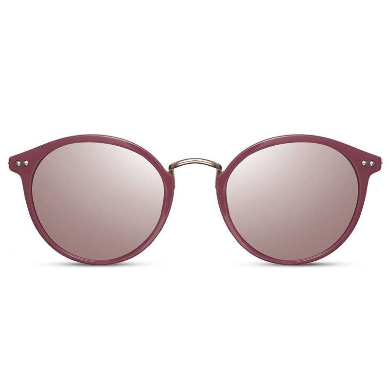 Locs Runde Dusty Pink Solbriller – Sølv Spejlglas