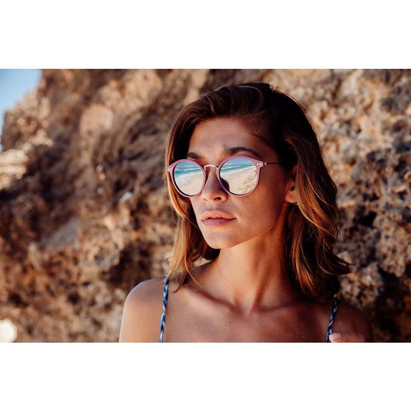 Locs Runde Dusty Pink Solbriller – Sølv Spejlglas