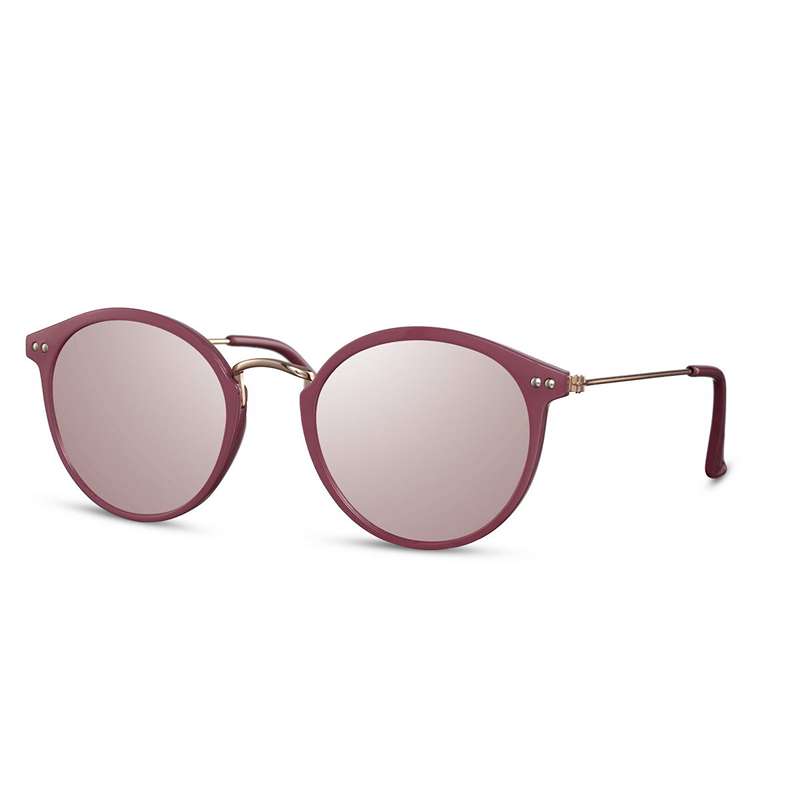 locs Runde Dusty pink solbriller – Sølv Spejlglas