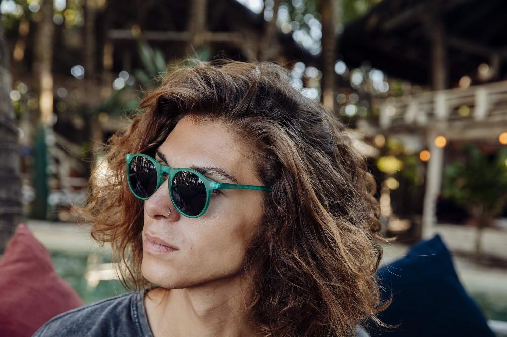 Locs Runde Matgrønne Solbriller – Mørke Glas