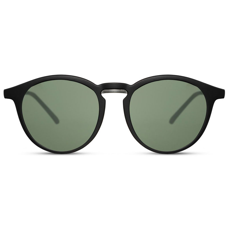 Locs Runde Matsorte Solbriller – Mørkegrønne Glas