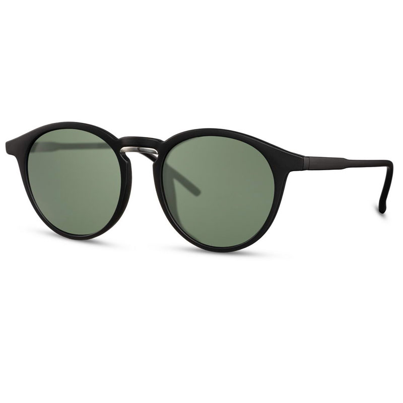 locs Runde Matsorte Solbriller – Mørkegrønne glas
