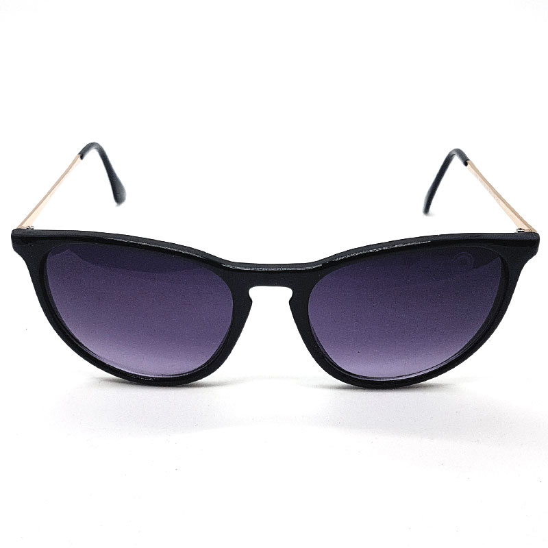 Locs Runde Solbriller Med Guldstænger – Sort