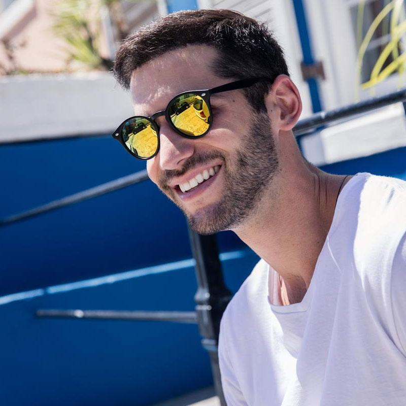 Locs Runde Solbriller Med Gule Spejlglas – Matsort