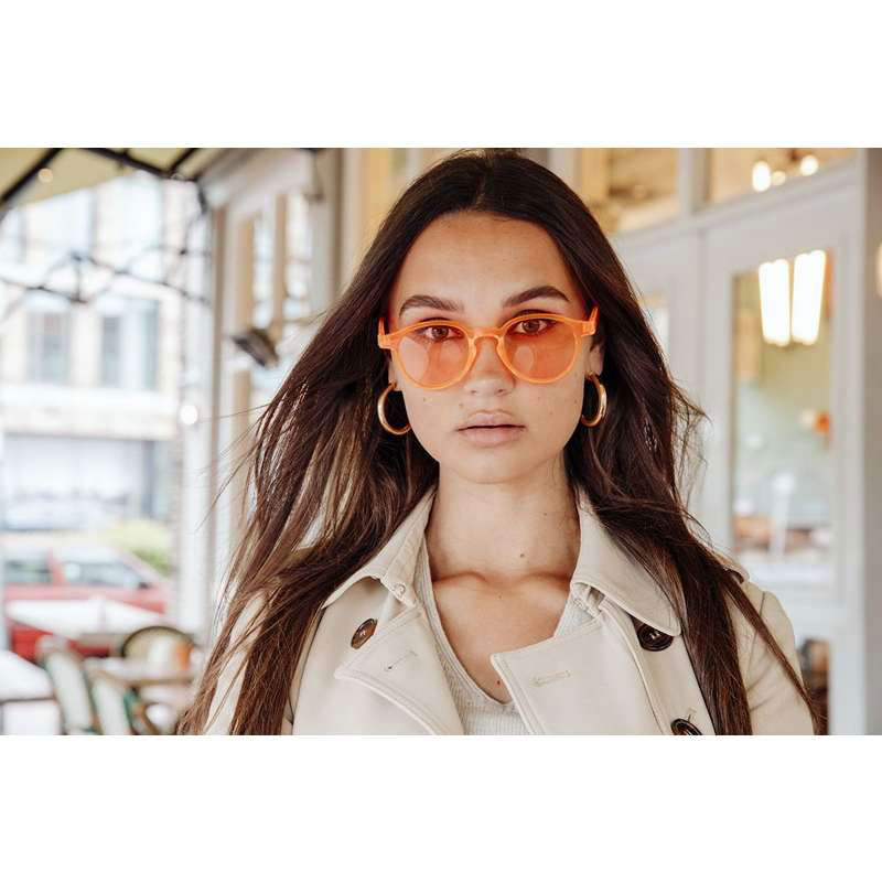 Locs Runde Solbriller – Neon Orange Transparent