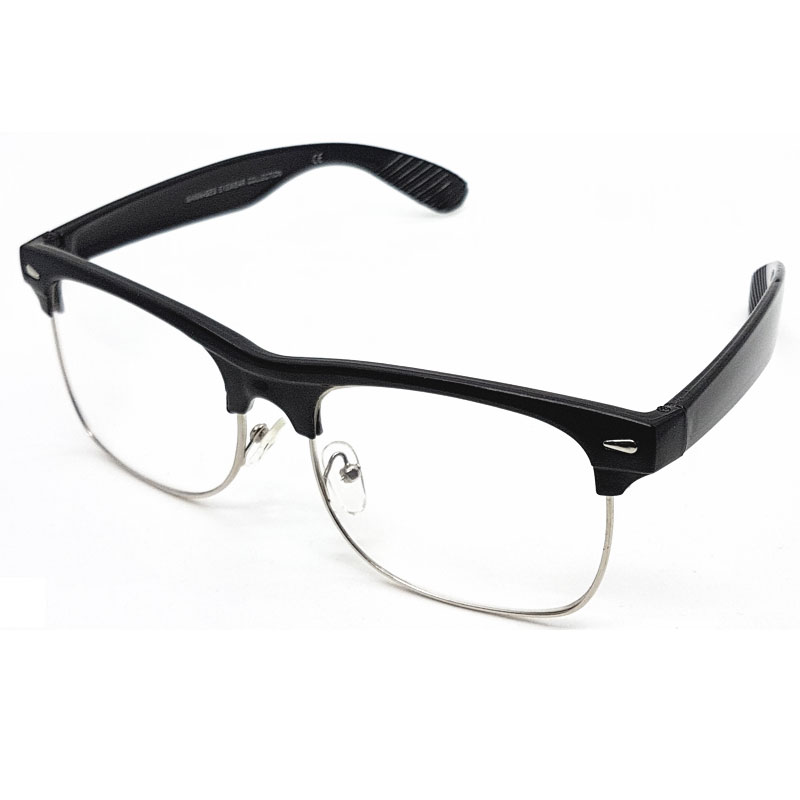 locs Smalle Clubmaster briller uden styrke – Sort