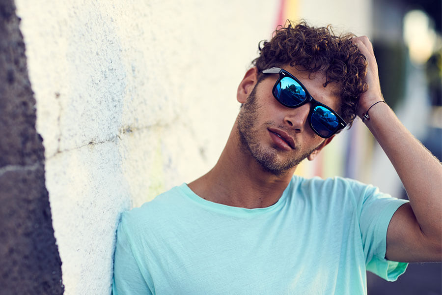 Locs Sorte Wayfarer Solbriller – Blå Spejlglas