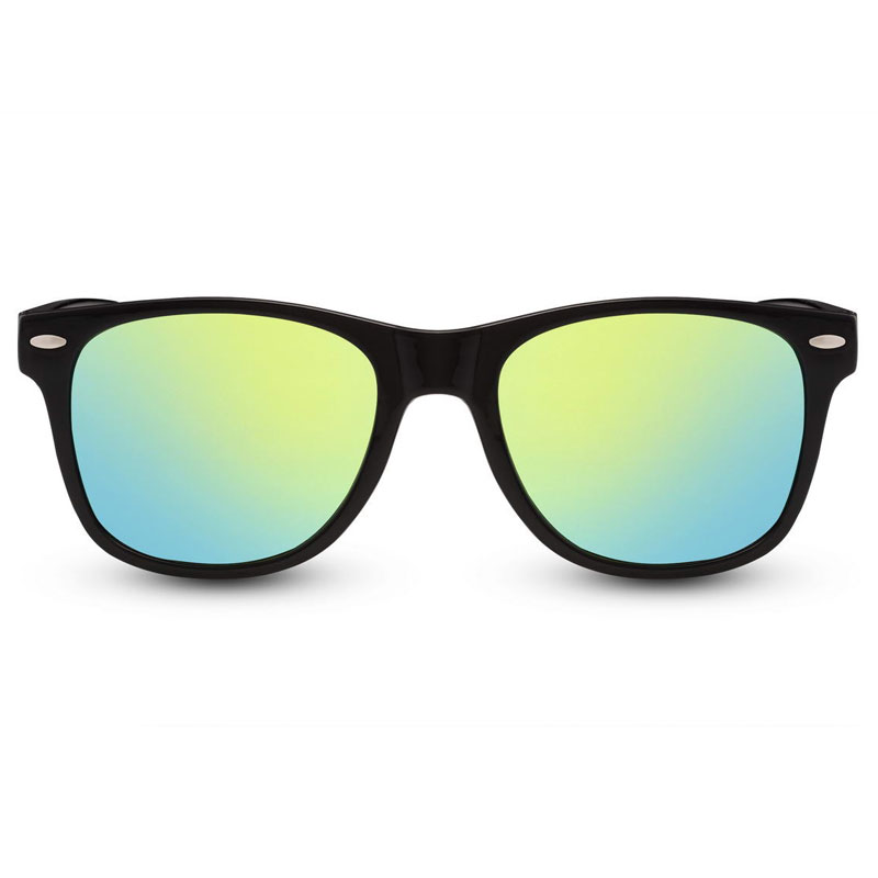 Locs Sorte Wayfarer Solbriller – Grønne Spejlglas