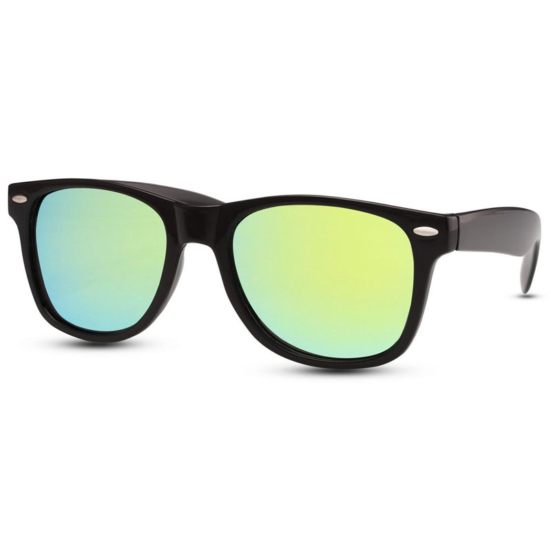 locs Sorte Wayfarer Solbriller – Grønne spejlglas