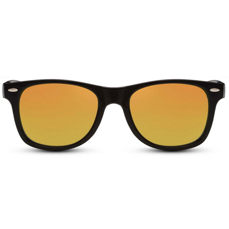 Locs Sorte Wayfarer Solbriller – Orange Spejlglas