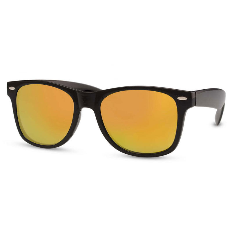 locs Sorte Wayfarer Solbriller – Orange spejlglas