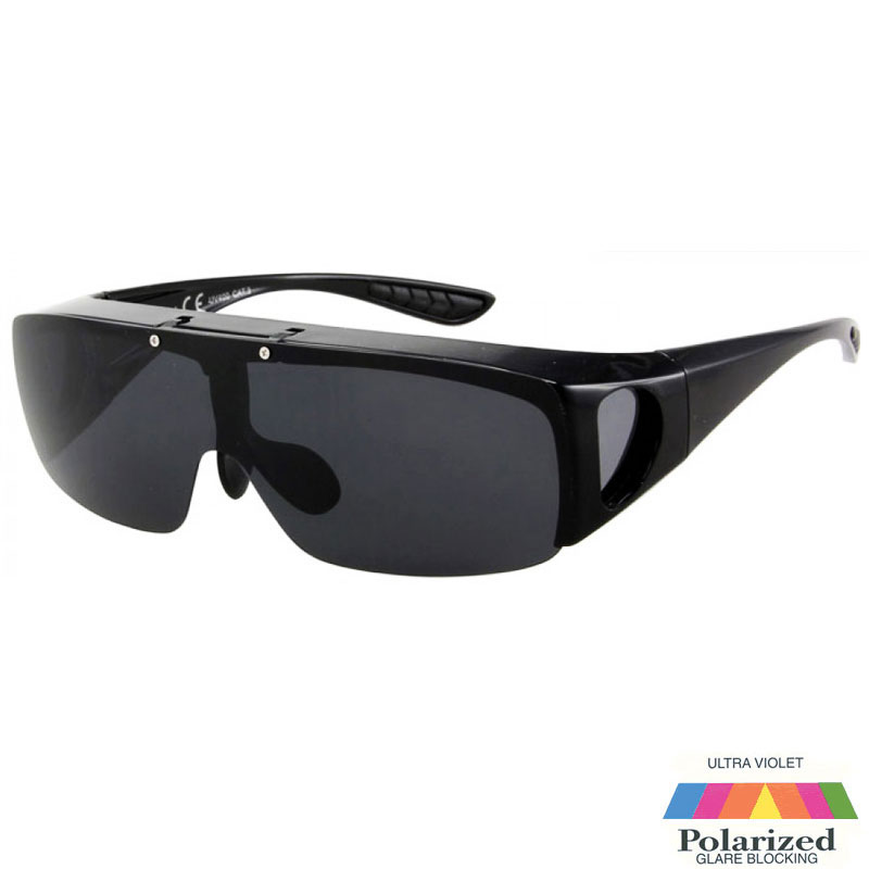 locs Matsorte Fit-Over solbriller der kan vippes op – Mørke glas