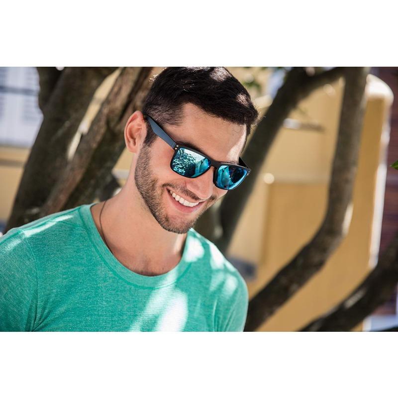 Locs Matsorte Letvægts Wayfarer Style Solbriller | Blå Spejlglas