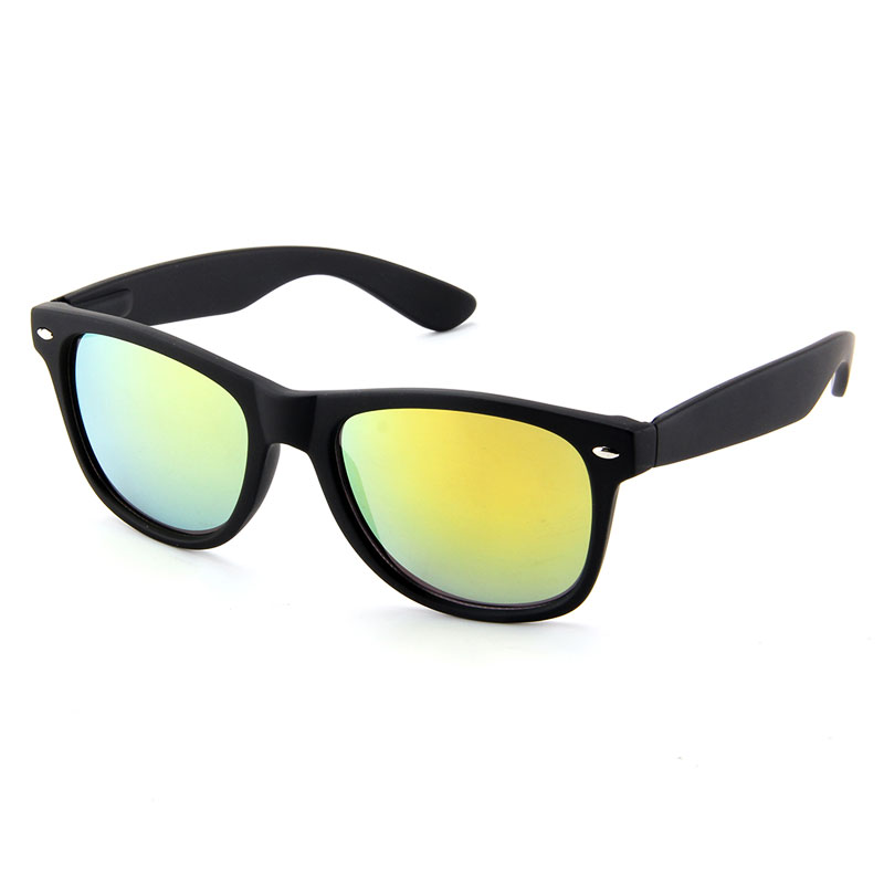 locs Matsorte Wayfarer solbriller med gummi coating | Gulgrønne spejlglas