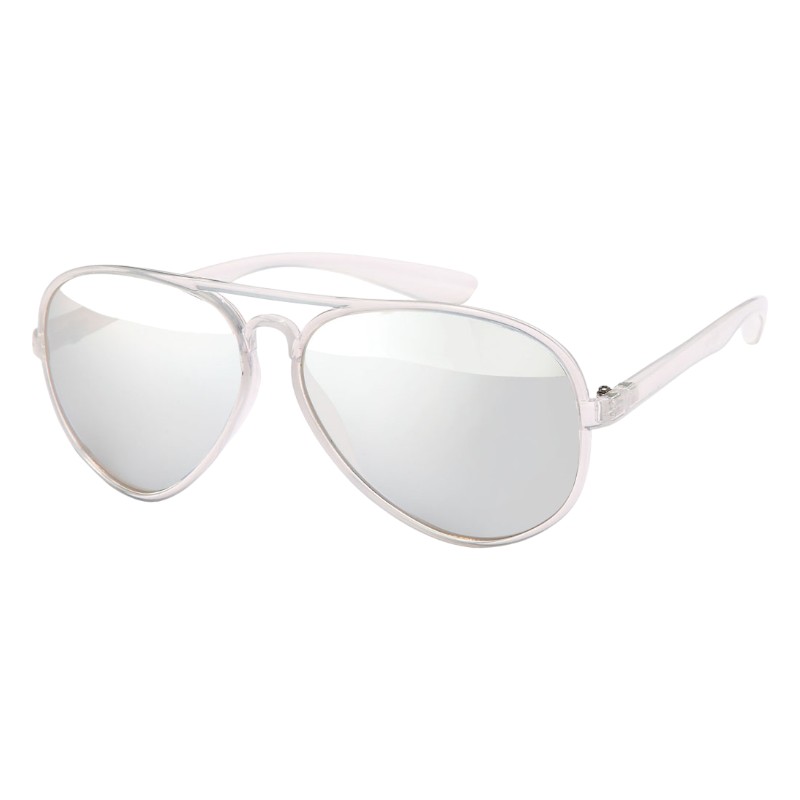locs Milky transparente Aviator solbriller | Sølv Spejlglas