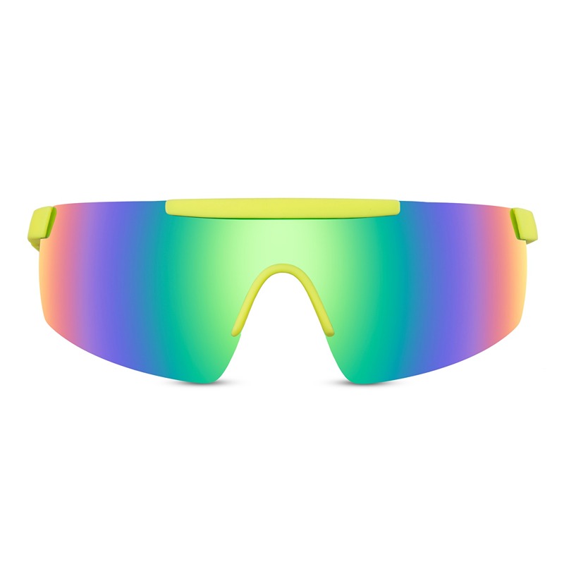 Locs Neon Gule Sportssolbriller / Hurtigbriller Med Multicolor Spejlglas Og Gummi Belægning | Cordoba