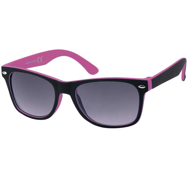 locs Pink og sorte Wayfarer børnesolbriller – Mørke glas