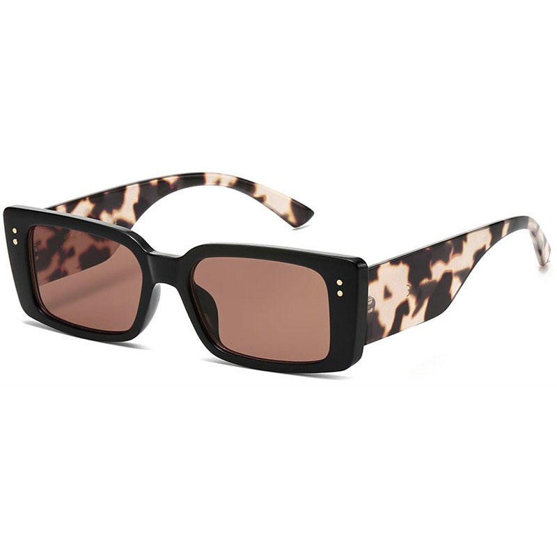 locs Rød-brune smalle Giselle Solbriller med leopard stænger – Monnaie | Rød-brune glas