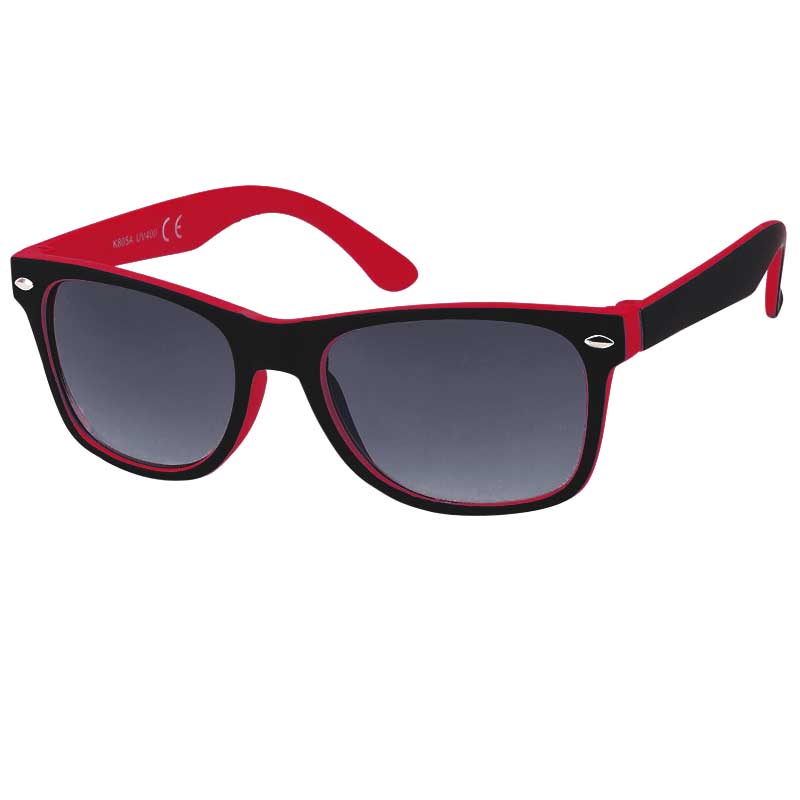 locs Røde og sorte Wayfarer børnesolbriller – Mørke glas