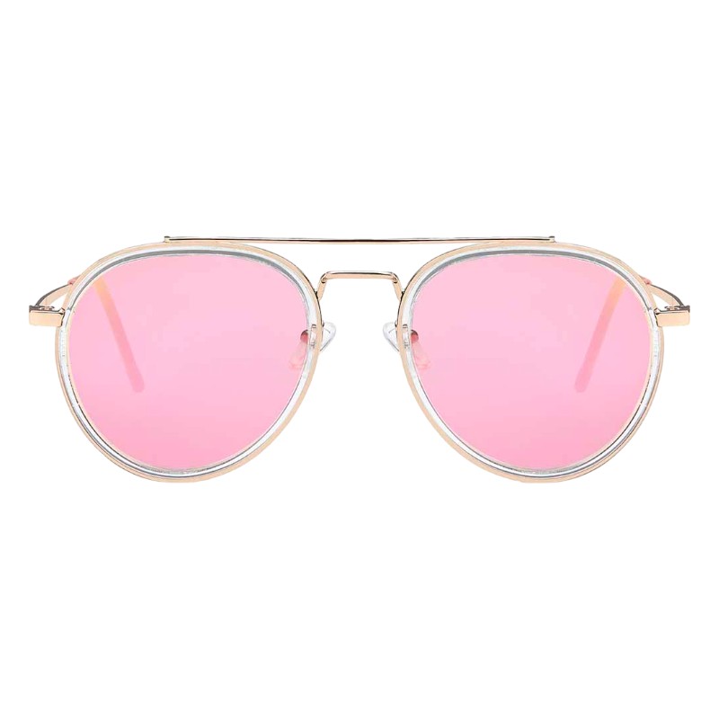 Locs Runde Aviator Solbriller – California | Lyserøde Spejlglas