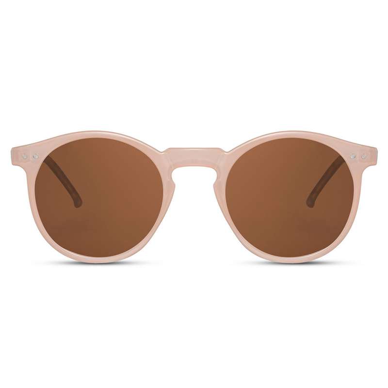 Locs Runde Beige Solbriller Med Brun Turtle Stænger – Brune Glas