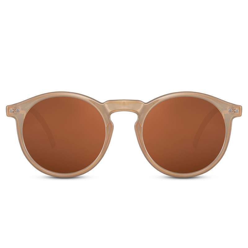 Locs Runde Beige Transparente Solbriller – Brune Glas