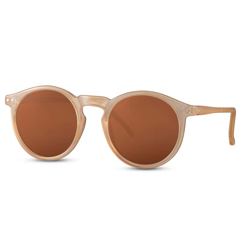 locs Runde Beige transparente solbriller – Brune glas