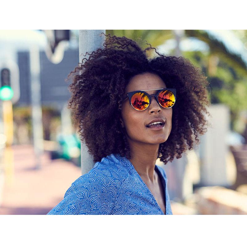 Locs Runde Cateye Solbriller Med Orange Spejlglas – Brun Leopard