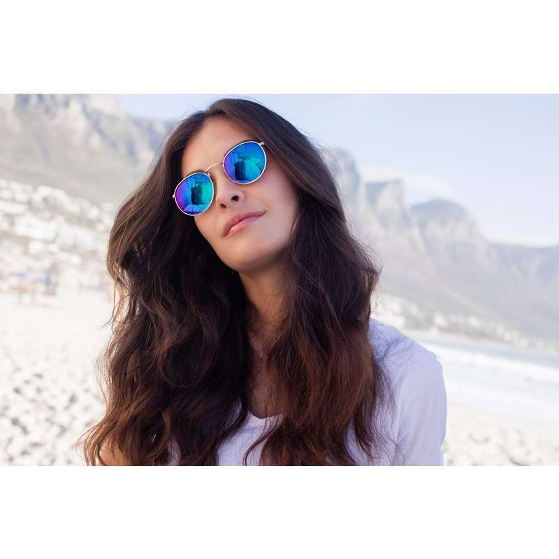 Locs Runde Guld Metal Solbriller | Metz – Grøn Blå Spejlglas