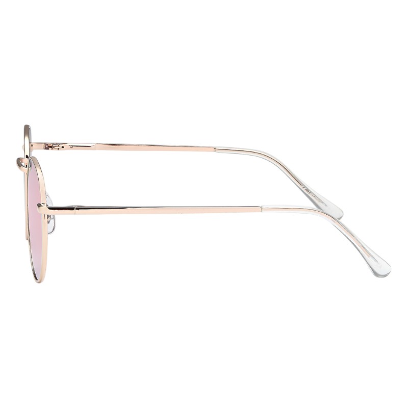 Locs Runde Guldfarvede Solbriller – Cannes | Lyserøde Spejlglas