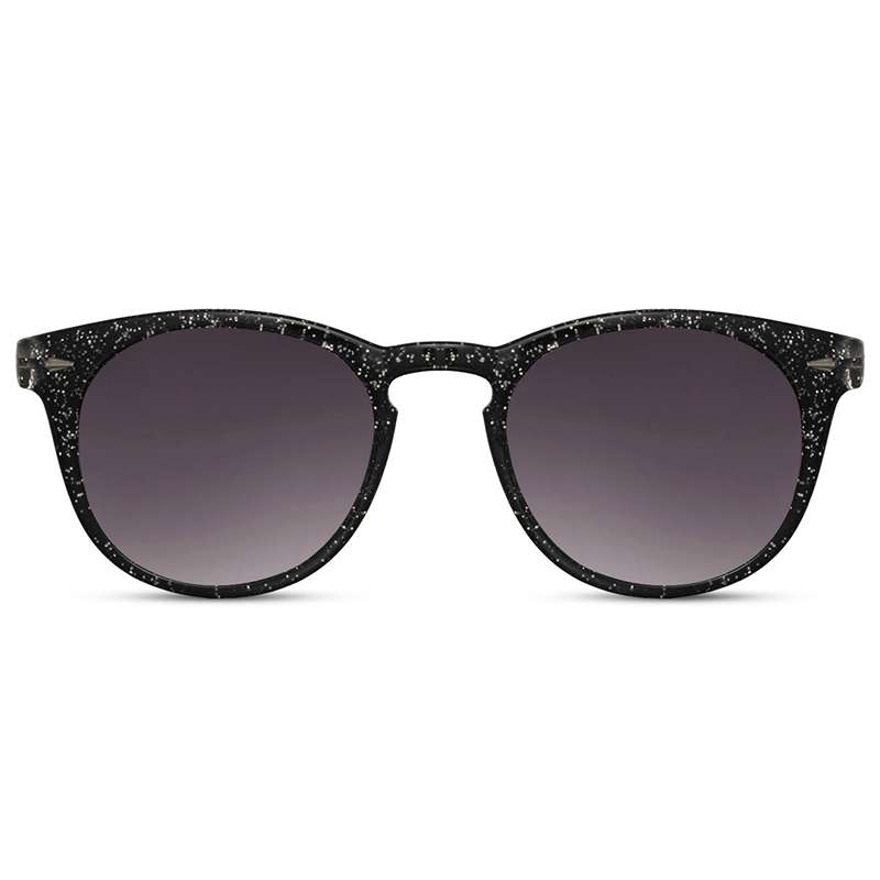 Locs Runde Halvtransparente Sorte Glimmer Solbriller – Mørke Glas