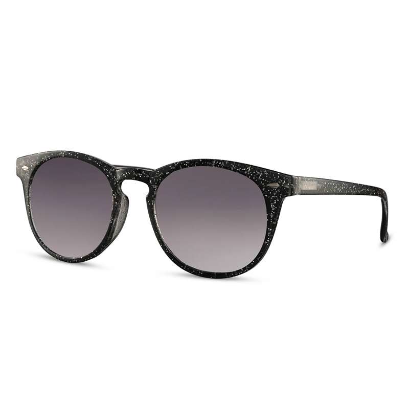locs Runde halvtransparente sorte glimmer solbriller – Mørke glas