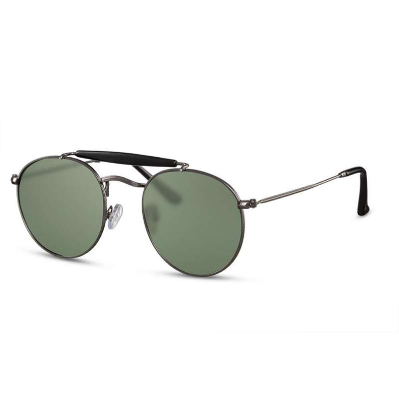 locs Runde Old Fashion Aviator solbriller – Mørkegrønne glas