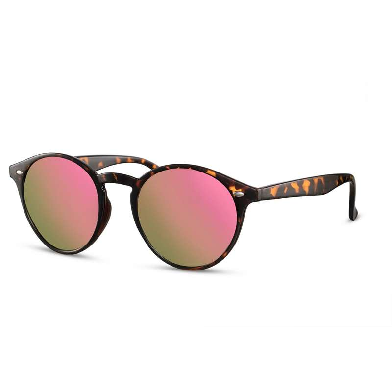 locs Runde Turtle Clubmaster Solbriller – Pink-Orange Spejlglas