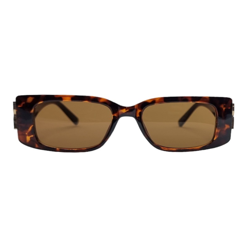 Locs Smalle Firkantede Solbriller Med Guld Dekoration | Turtle Front