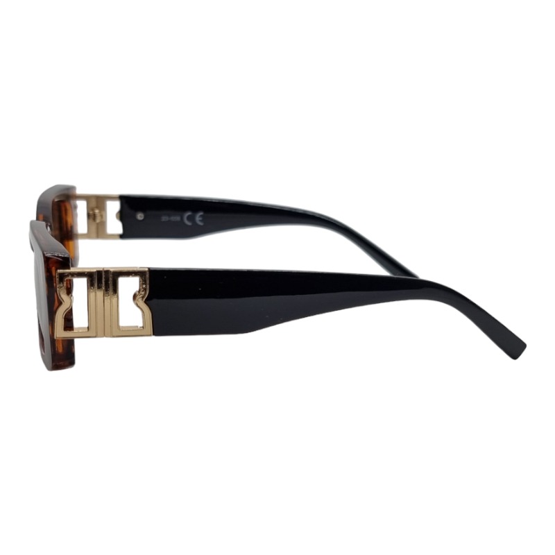 Locs Smalle Firkantede Solbriller Med Guld Dekoration | Turtle Front