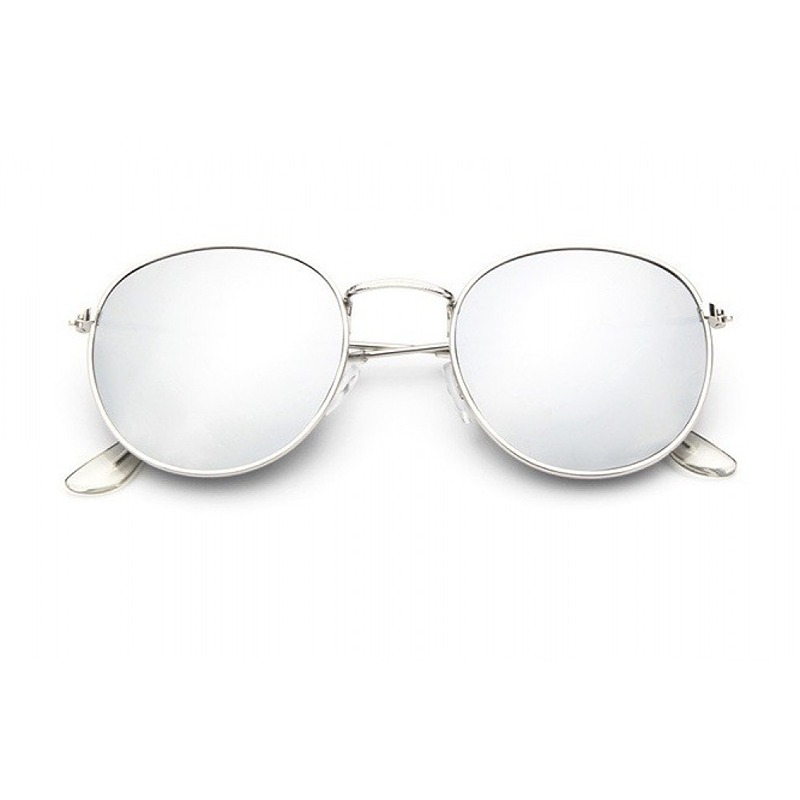 locs Smalle John Lennon solbriller med sølv spejlglas | Sølv stel