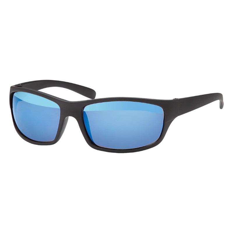 locs Smalle sorte bandit solbriller med mat gummibelægning | Blå spejlglas